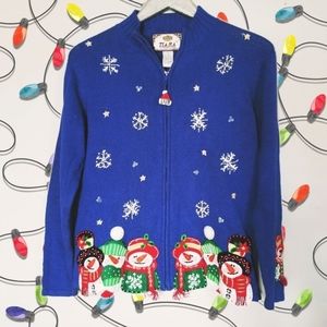 Vintage Snowman Holiday Christmas Zip Up Jacket
